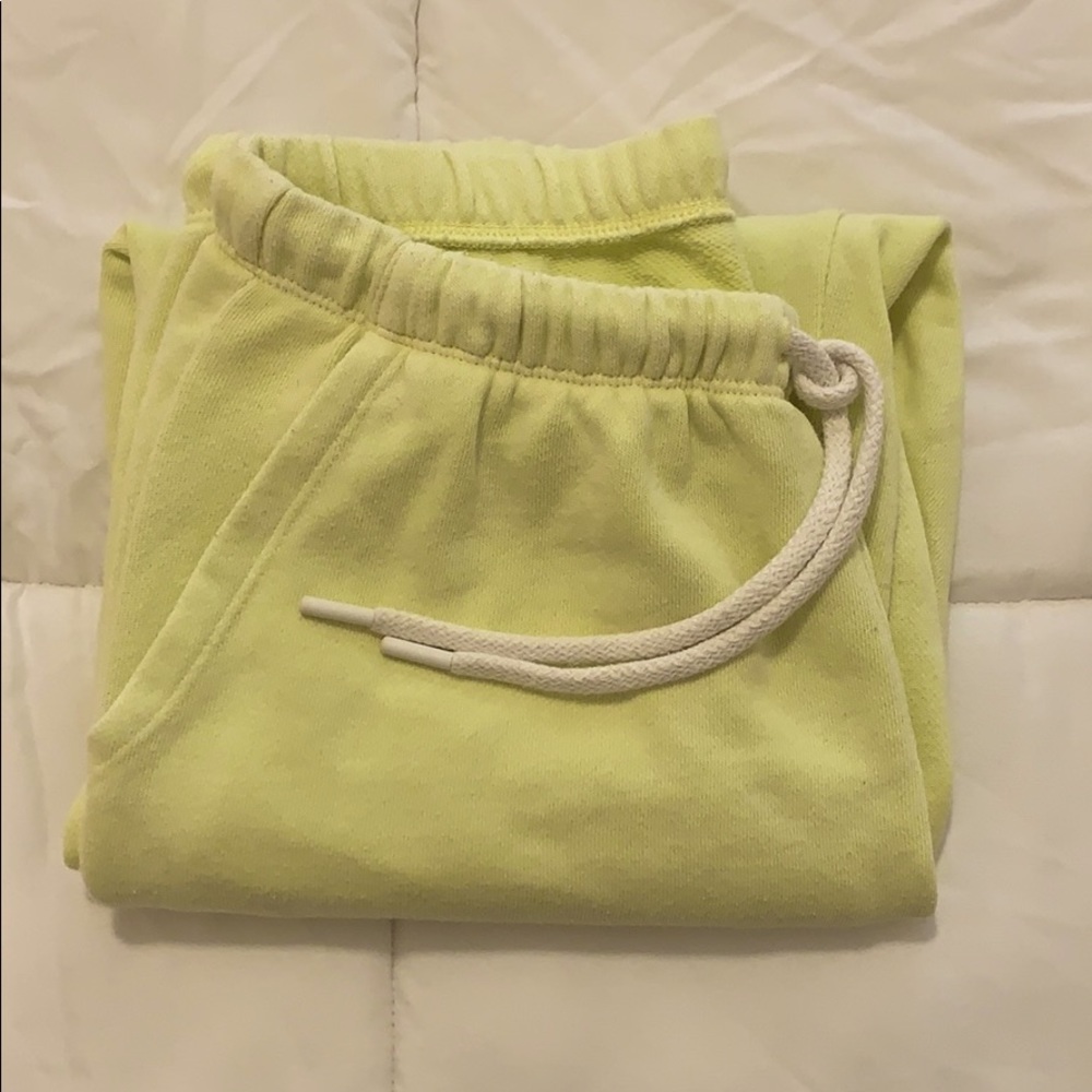Aerie neon yellow green oversized joggers.